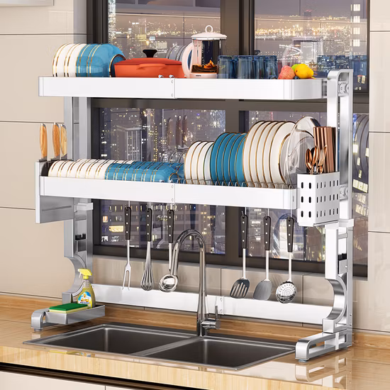 Dish Drying Rack Over The Sink Drainer for Kitchen Organization Space Saver Shelf