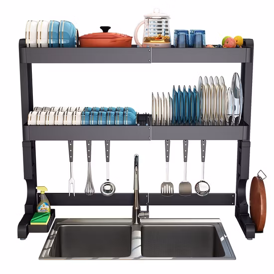 Égouttoir à vaisselle au-dessus de l'évier, égouttoir pour l'organisation de la cuisine, étagère permettant de gagner de l'espace